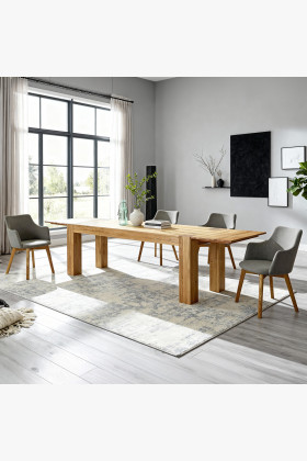 Ausziehbarer Massivholz-Esstisch Eiche 200x100 cm mit 4